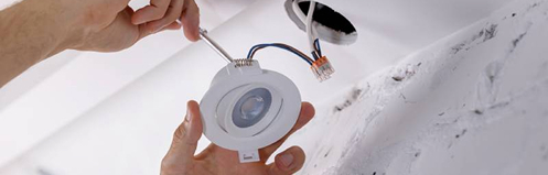 LED lights being installed